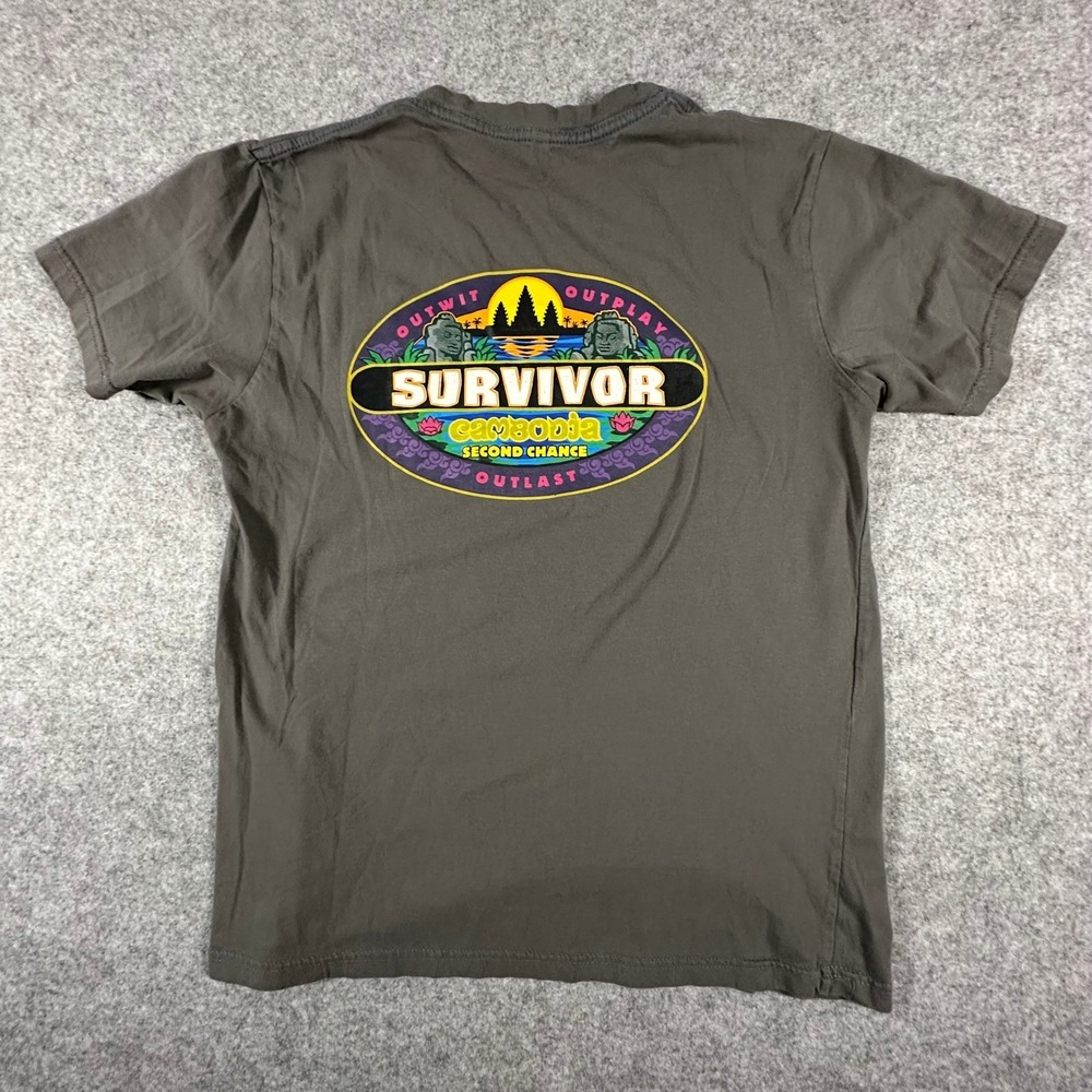 Survivor Cambodia Second Chance Crew Shirt Mens Large Gray Promo Season 31 TV